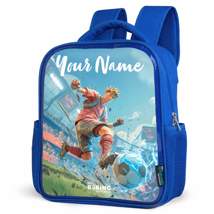Kids backpack with name - Blue - Soccer - Boy - Stadium - Electric — 7