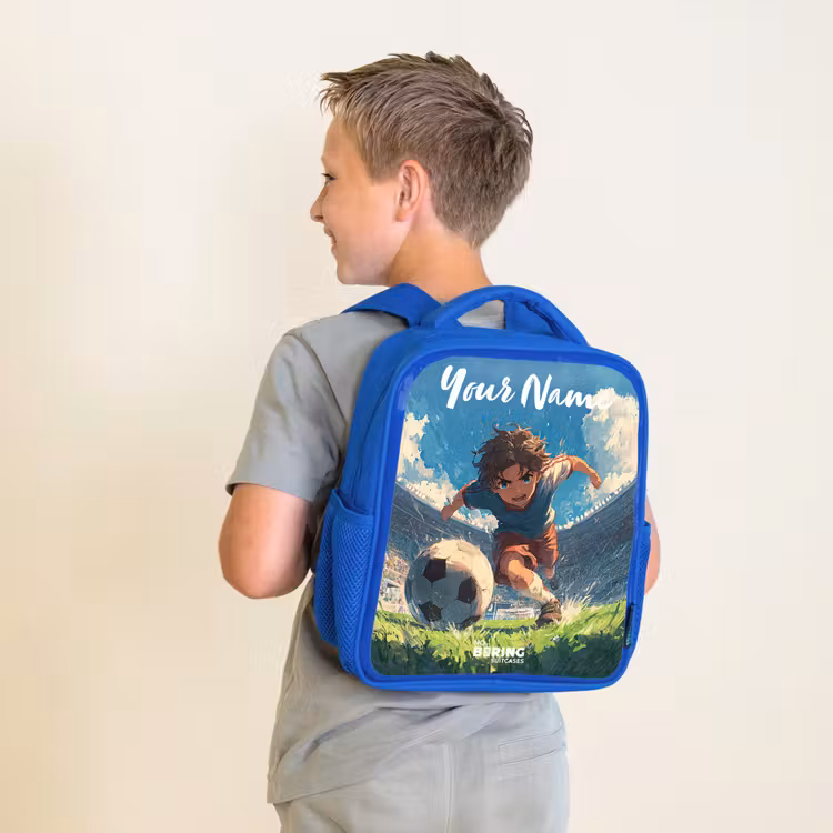 Kids backpack with name - Blue - Stadium - Football - Boy — 2
