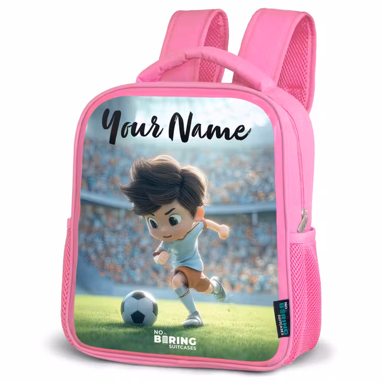 Kids backpack with name - Pink - Boy - Soccer - Stadium - Sunlight — 4