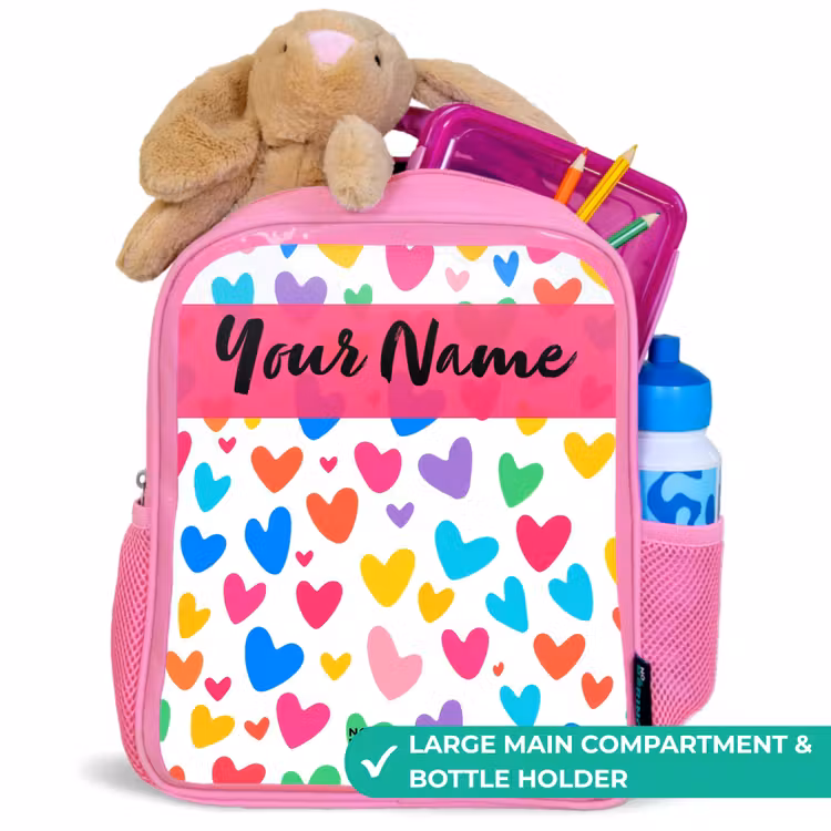 Kids backpack - Pink - Hearts - Colorful - Pattern — 2