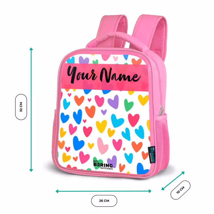 Kids backpack - Pink - Hearts - Colorful - Pattern — 3