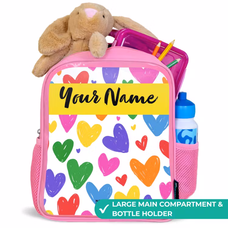 Kids backpack - Pink - Hearts - Pattern - Colorful — 2
