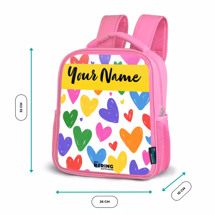 Kids backpack - Pink - Hearts - Pattern - Colorful — 3