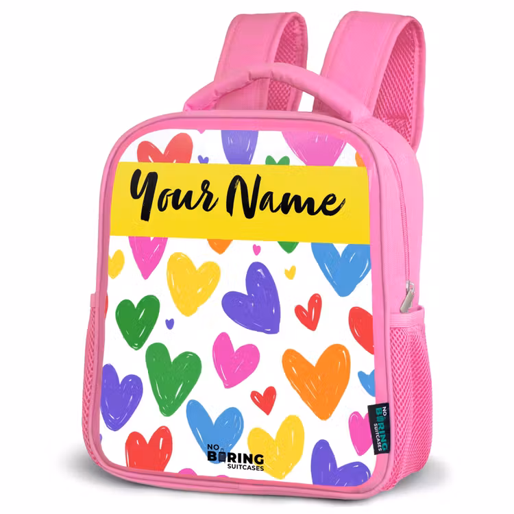 Kids backpack - Pink - Hearts - Pattern - Colorful — 4