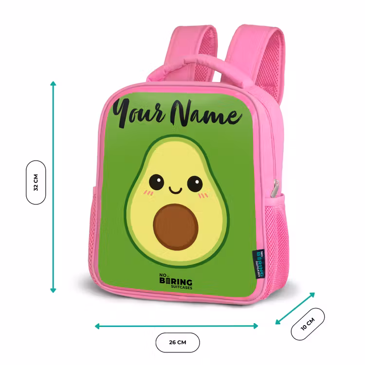 Kids backpack with name - Pink - Kawai - Avocado - Green — 3