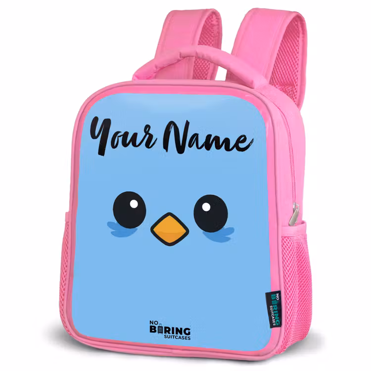 Kids backpack with name - Pink - Kawai - Bird - Blue — 4