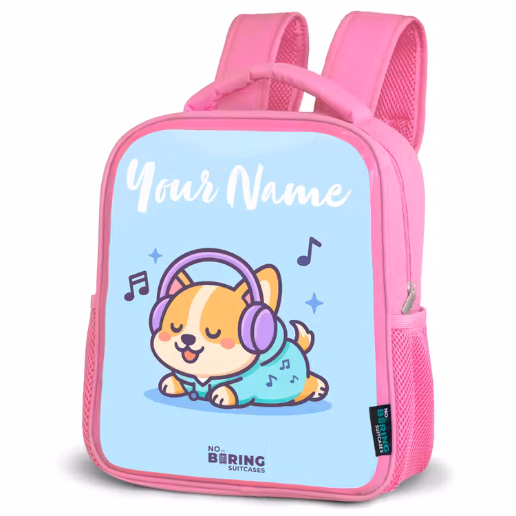 Kids backpack with name - Pink - Kawai - Dog - Music — 4