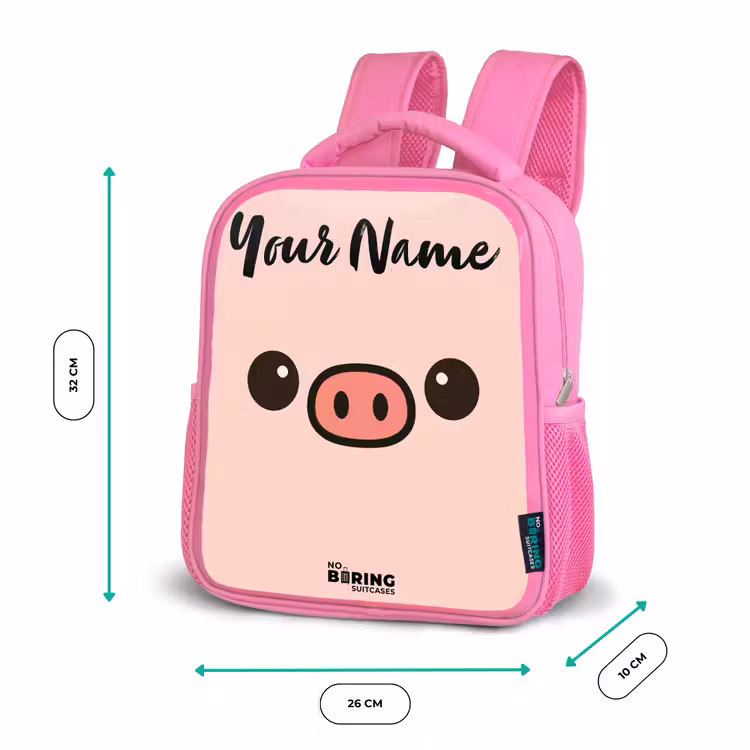 Kids backpack with name - Pink - Kawai - Pig - Pink — 3