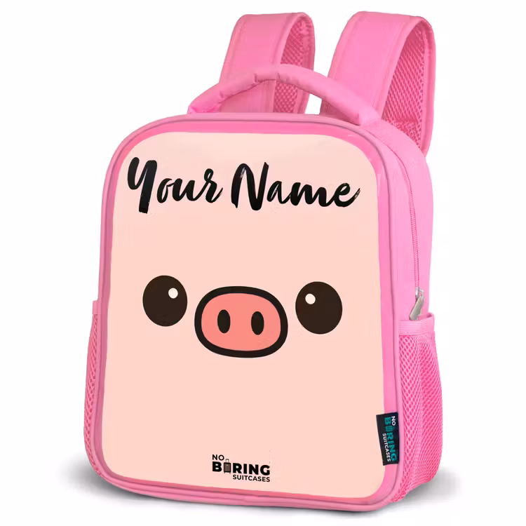 Kids backpack with name - Pink - Kawai - Pig - Pink — 4