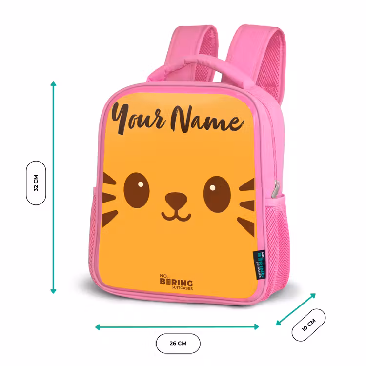 Kids backpack with name - Pink - Kawai - Tiger - Orange — 3