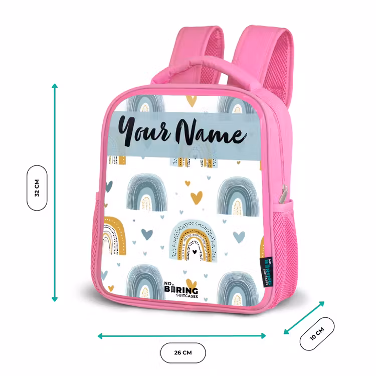 Kids backpack - Pink - Pattern - Rainbow - Hearts — 3