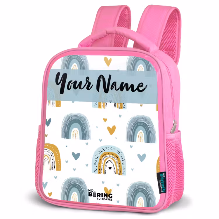 Kids backpack - Pink - Pattern - Rainbow - Hearts — 4