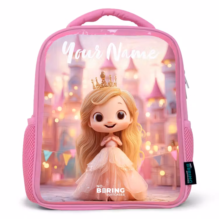 Kids backpack with name - Pink - Princess - Pink - Castle — 1