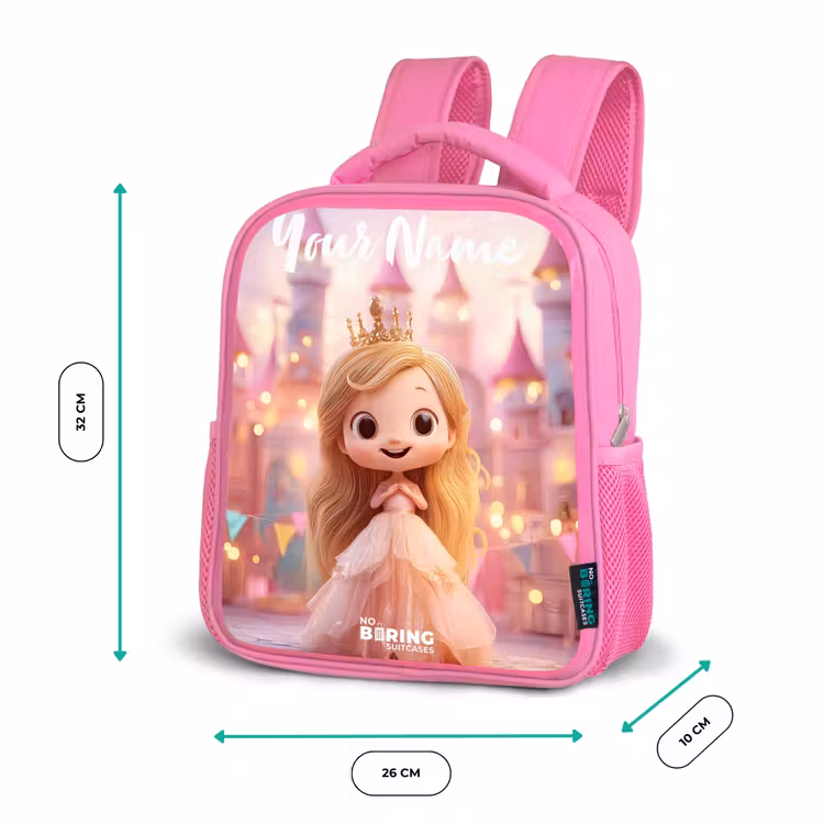 Kids backpack with name - Pink - Princess - Pink - Castle — 3