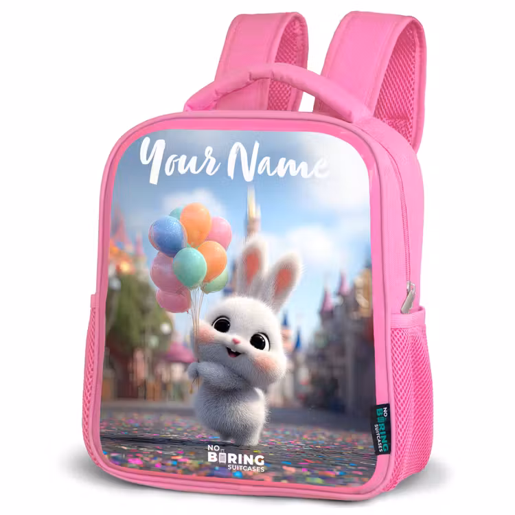 Kids backpack with name - Pink - rabbit - Balloons — 4
