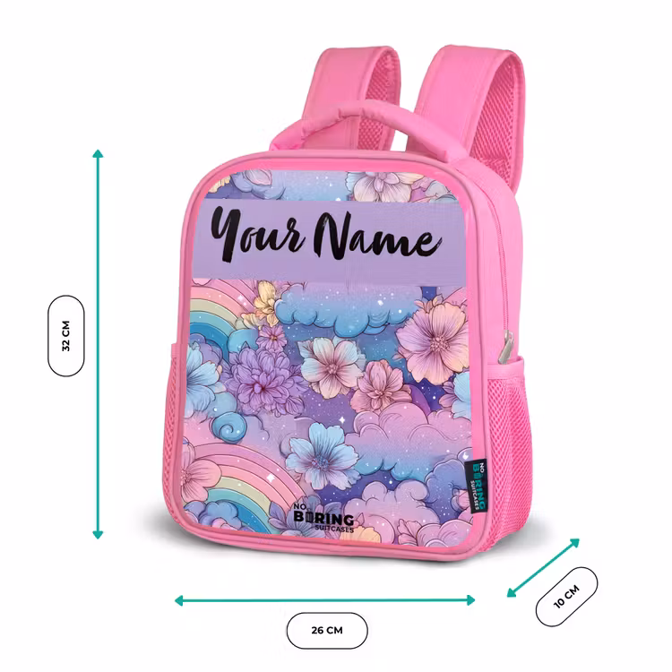 Kids backpack - Pink - Rainbows - Flowers - Colorful — 3