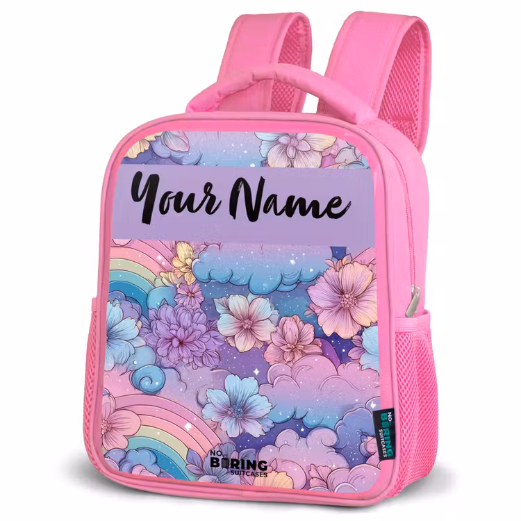 Kids backpack - Pink - Rainbows - Flowers - Colorful — 4