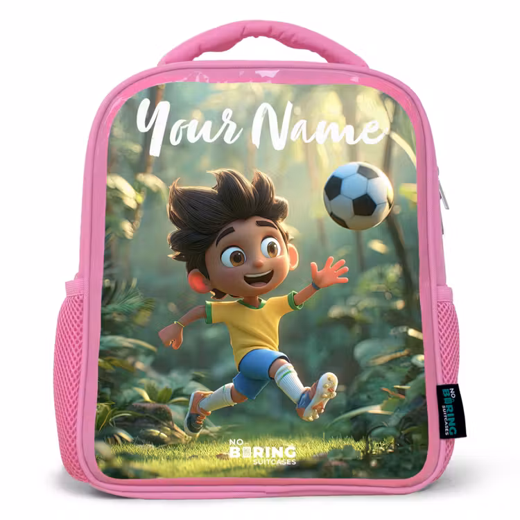 Kids backpack with name - Pink - Soccer - Boy - Forest — 1