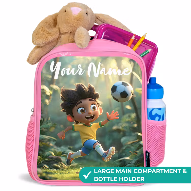 Kids backpack with name - Pink - Soccer - Boy - Forest — 2