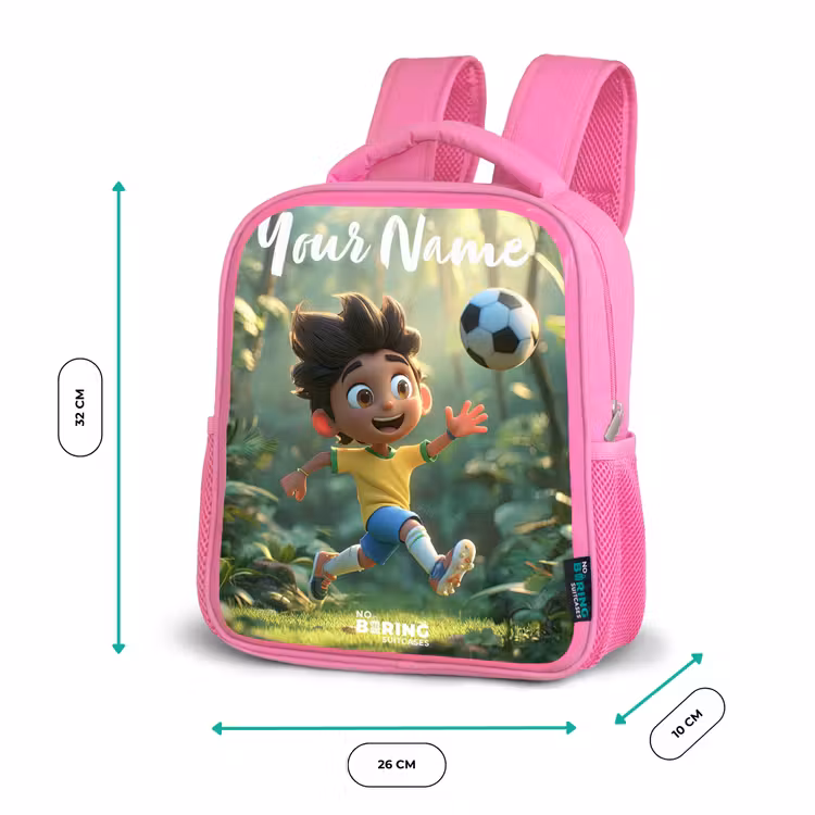 Kids backpack with name - Pink - Soccer - Boy - Forest — 3