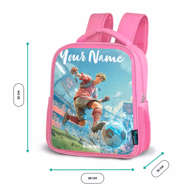 Kids backpack with name - Pink - Soccer - Boy - Stadium - Electric — 3