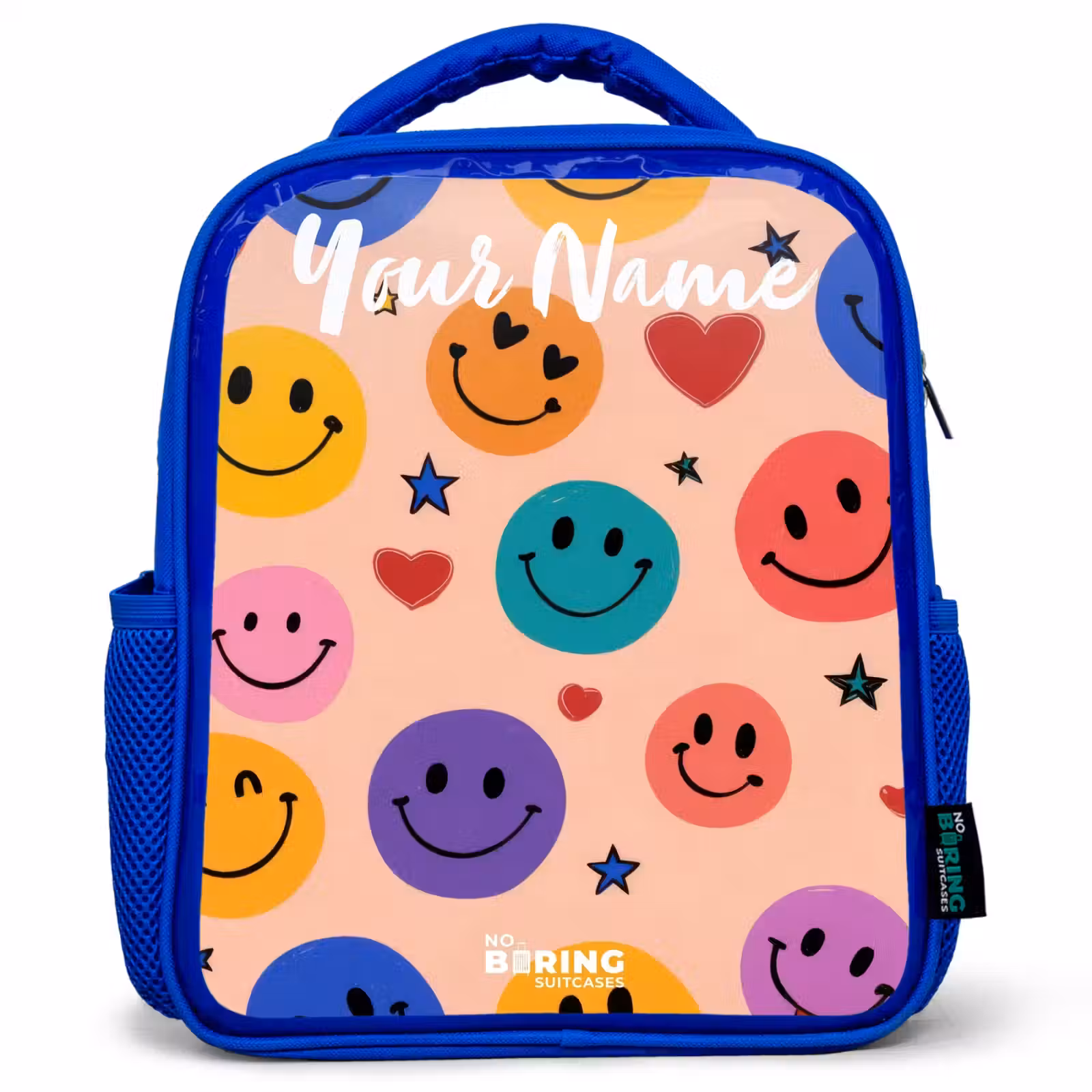 Kids backpack - Blue - Cheerful Smiley Pattern — 1