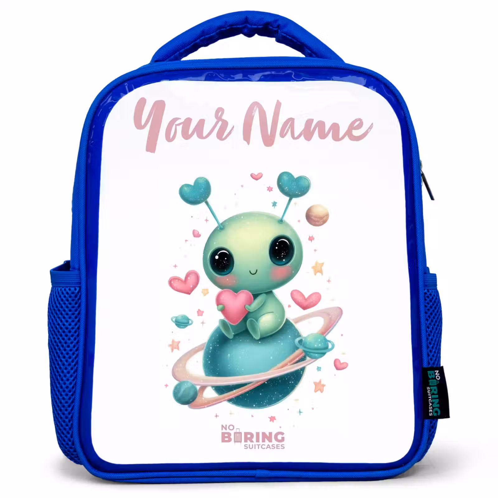 Kids backpack - Blue - Sweet alien creature with heart — 1