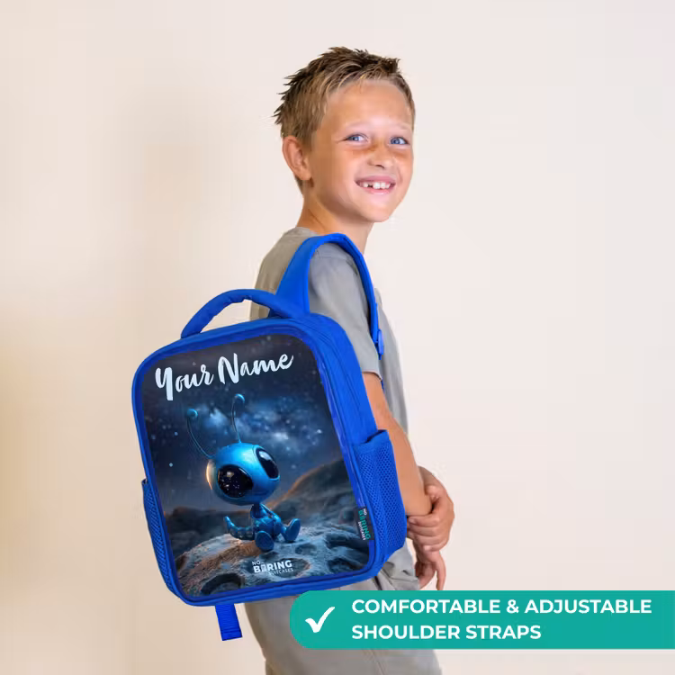 Kids backpack - Blue - Blue alien creature under starry sky — 4