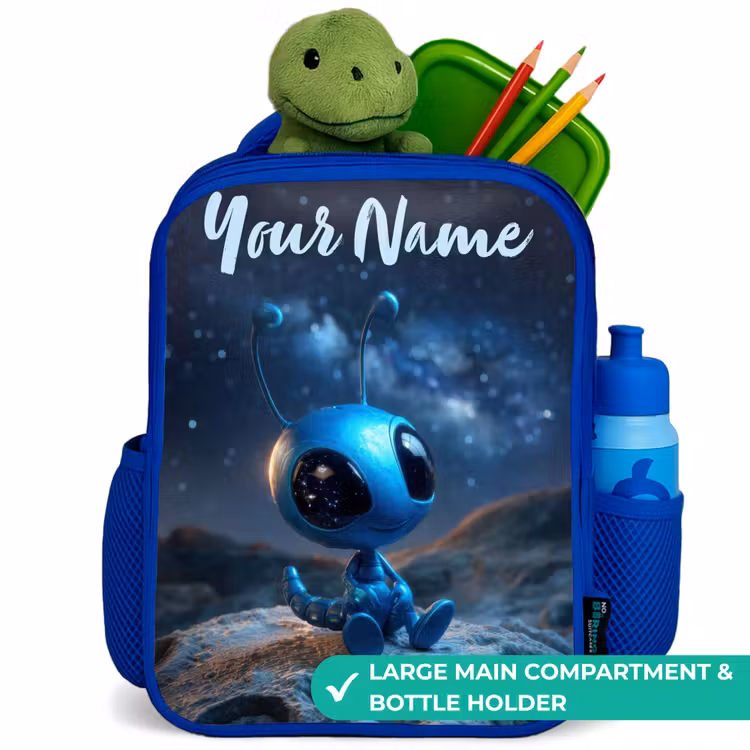 Kids backpack - Blue - Blue alien creature under starry sky — 5