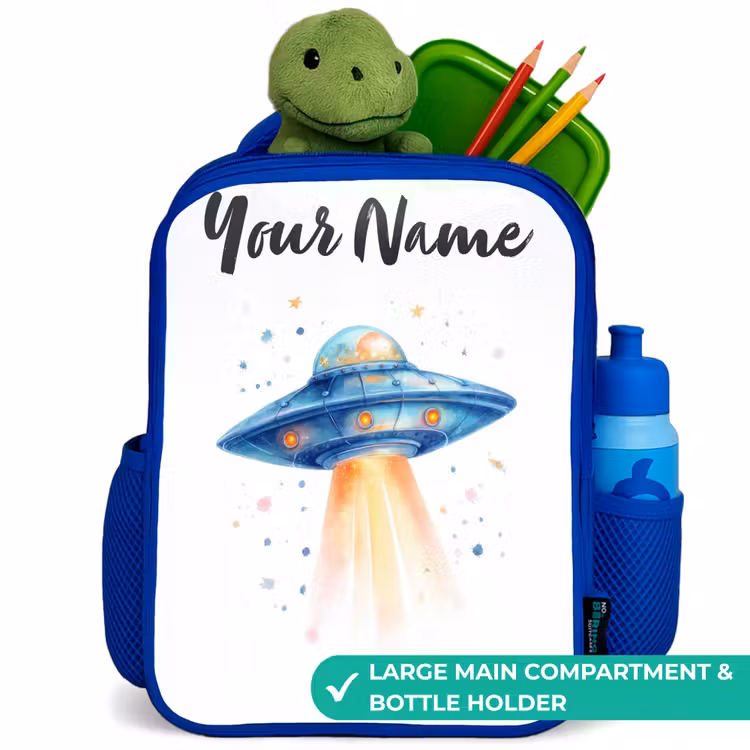 Kids backpack - Blue - Blue spaceship with beam of light — 5