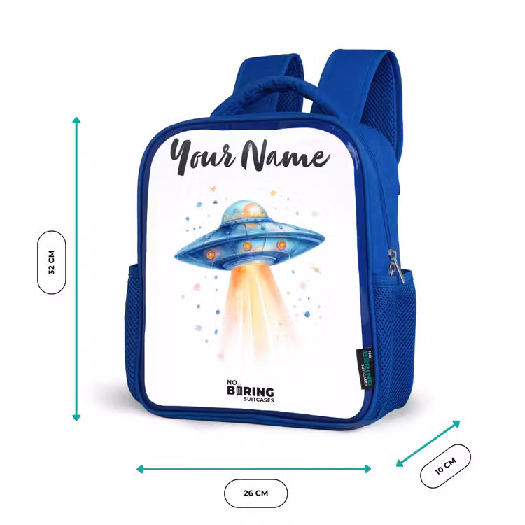 Kids backpack - Blue - Blue spaceship with beam of light — 6