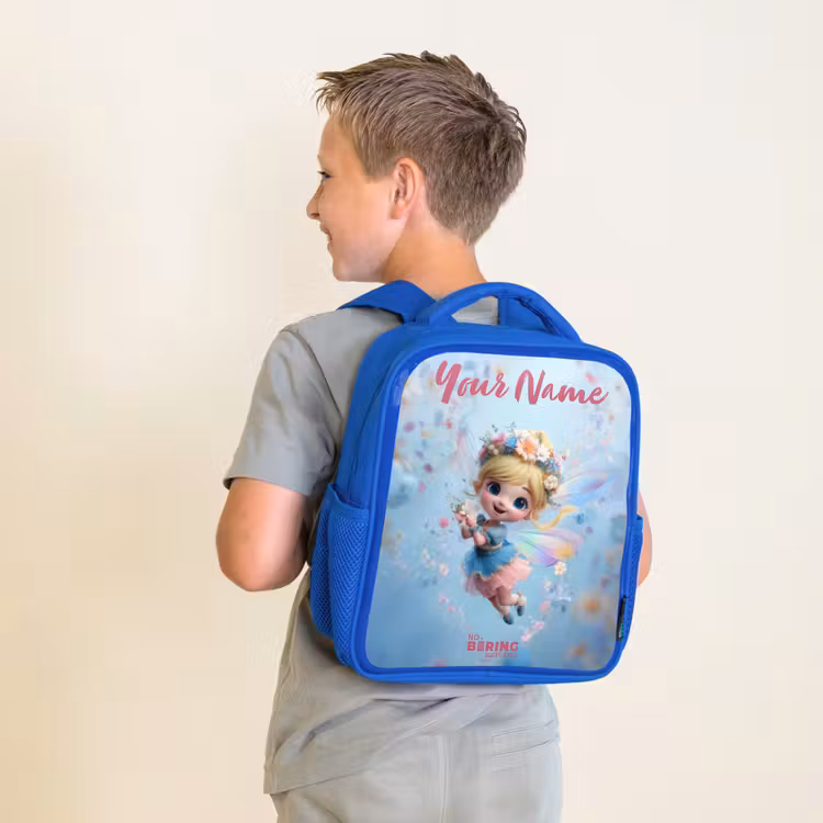 Kids backpack - Blue - Butterfly Fairy in Flower Air — 2