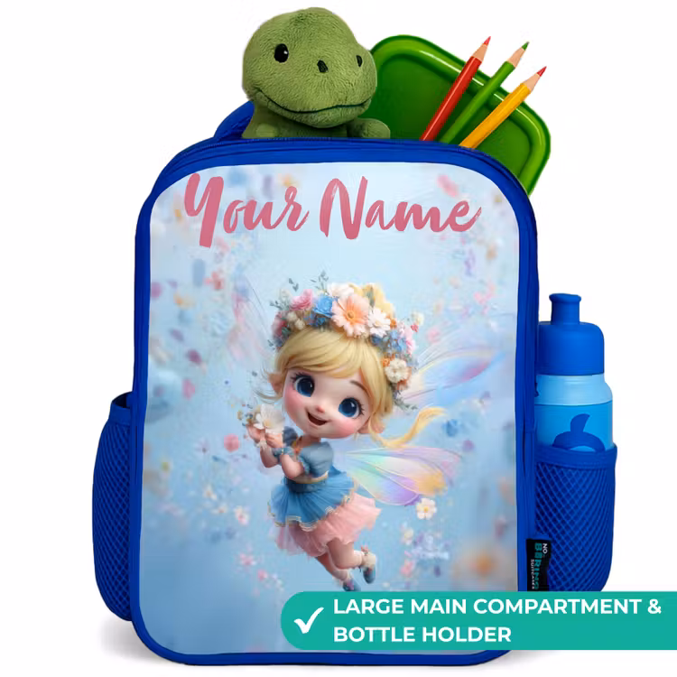Kids backpack - Blue - Butterfly Fairy in Flower Air — 5