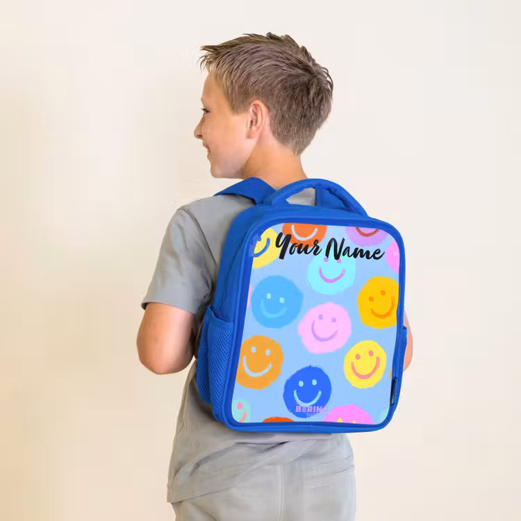 Kids backpack - Blue - Cheerful pattern of smileys — 2
