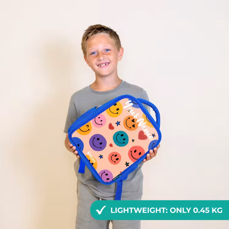 Kids backpack - Blue - Cheerful Smiley Pattern — 3