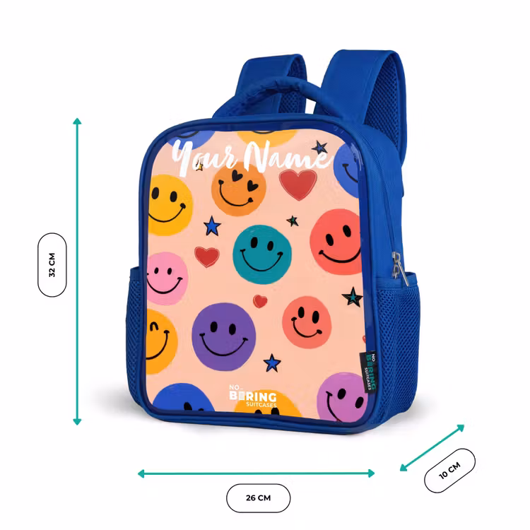 Kids backpack - Blue - Cheerful Smiley Pattern — 6