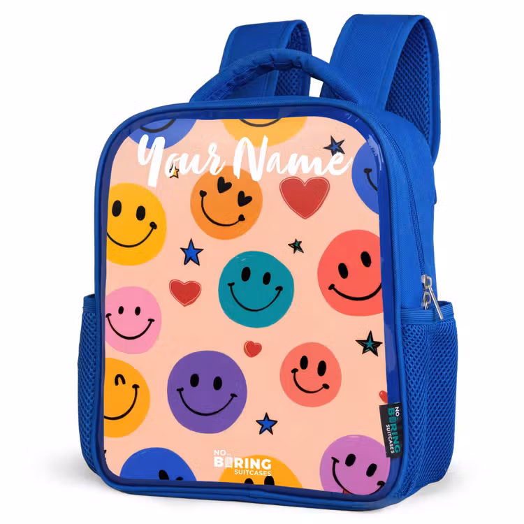 Kids backpack - Blue - Cheerful Smiley Pattern — 7