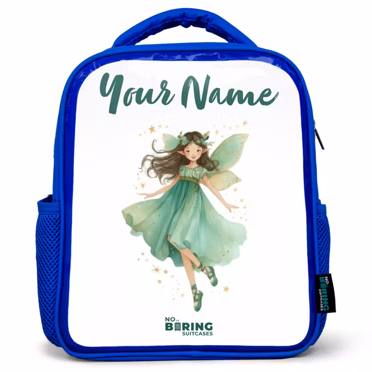 Kids backpack - Blue - Floating green elf — 1