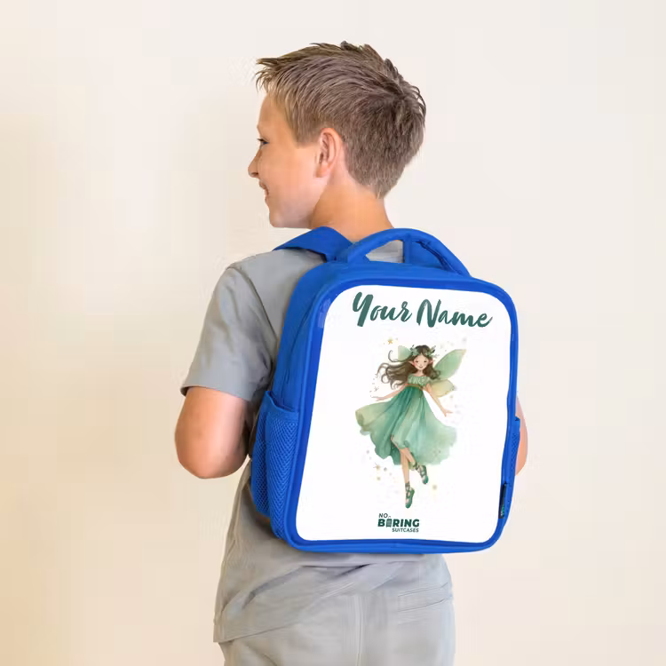 Kids backpack - Blue - Floating green elf — 2