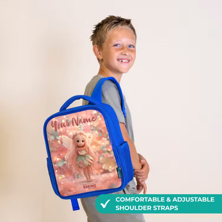 Kids backpack - Blue - Flower fairy in pink fairy world — 4