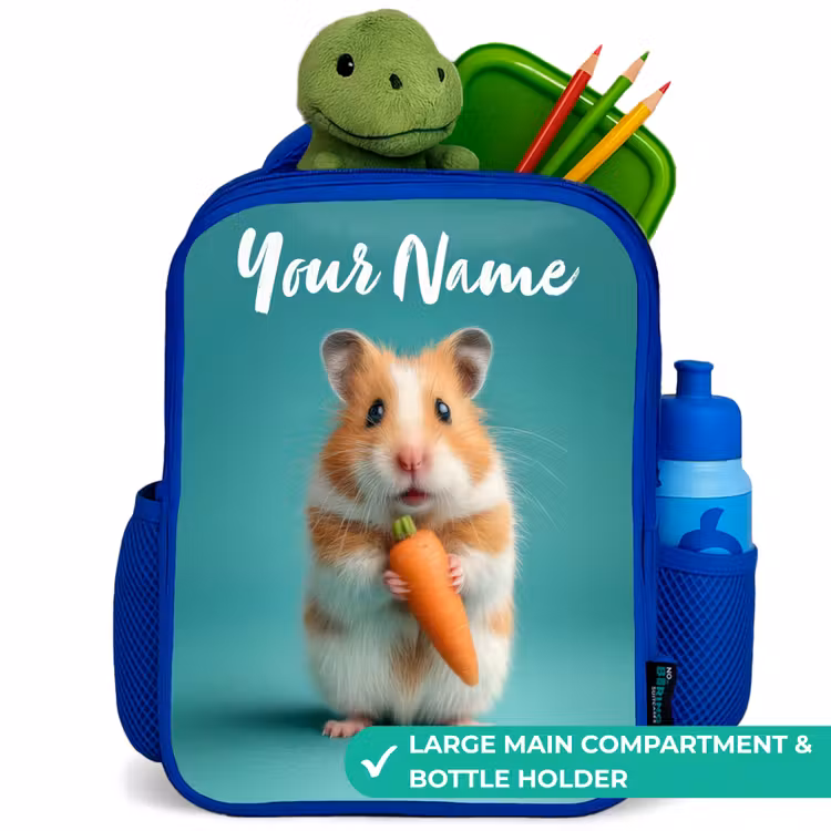 Kids backpack - Blue - Hamster - Carrot - Animal — 5