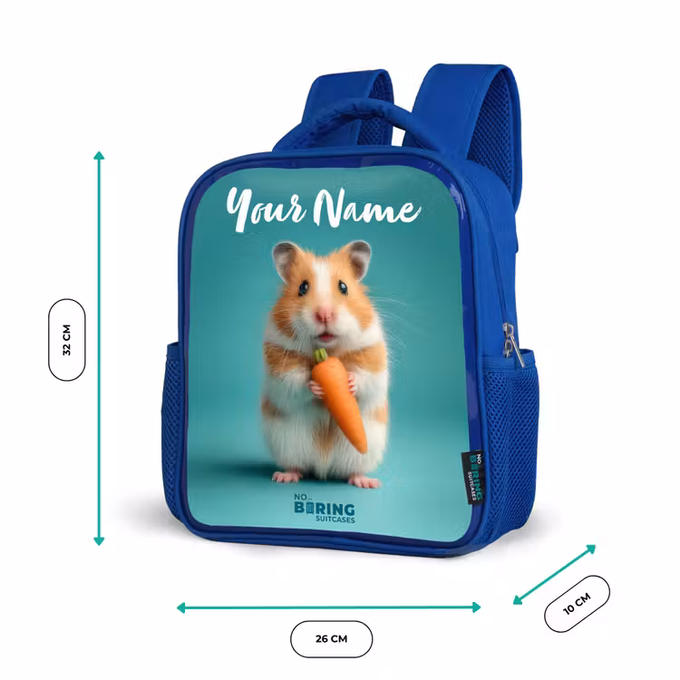 Kids backpack - Blue - Hamster - Carrot - Animal — 6