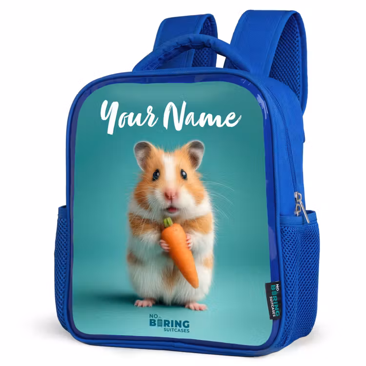 Kids backpack - Blue - Hamster - Carrot - Animal — 7