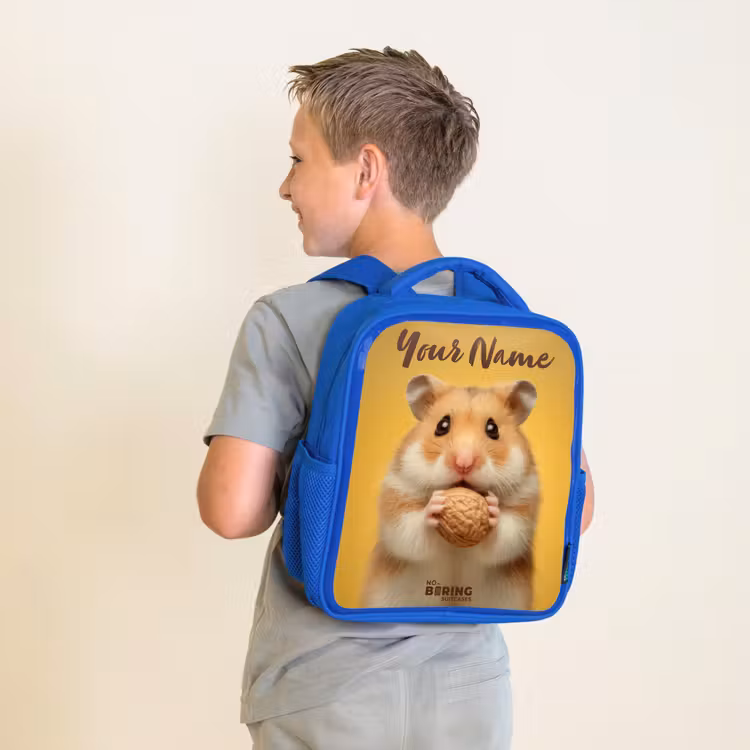 Kids backpack - Blue - Hamster - Walnut - Animal — 2