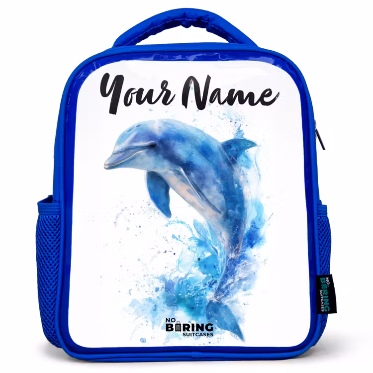 Kids backpack - Blue - Jumping blue dolphin — 1