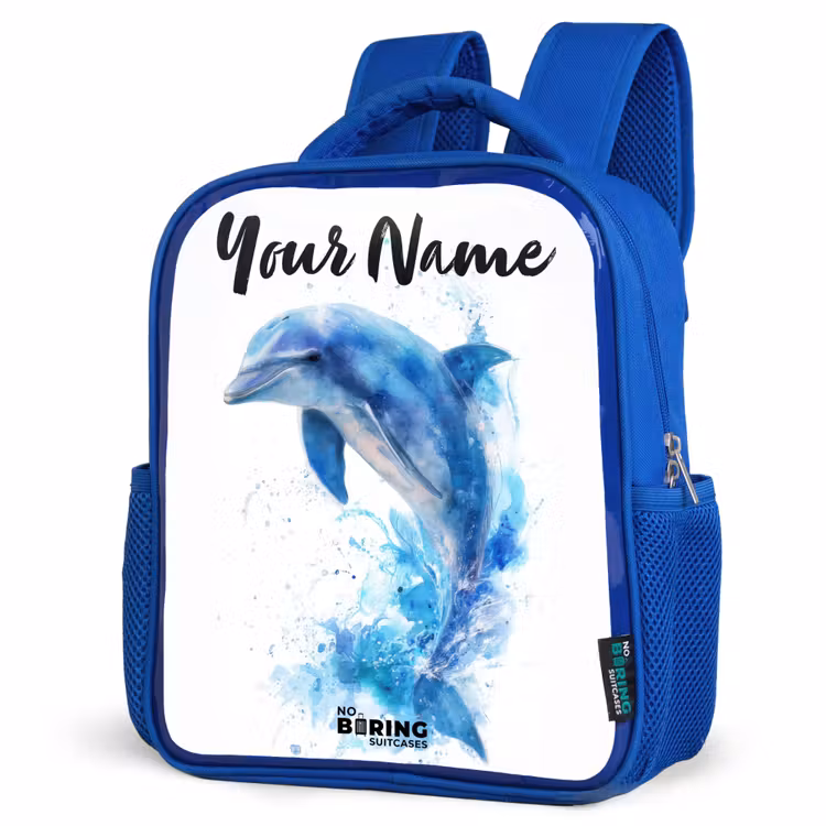 Kids backpack - Blue - Jumping blue dolphin — 7