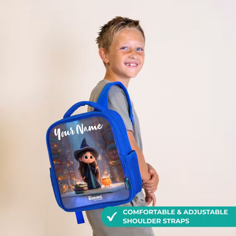 Kids backpack - Blue - Little enchantress in library — 4