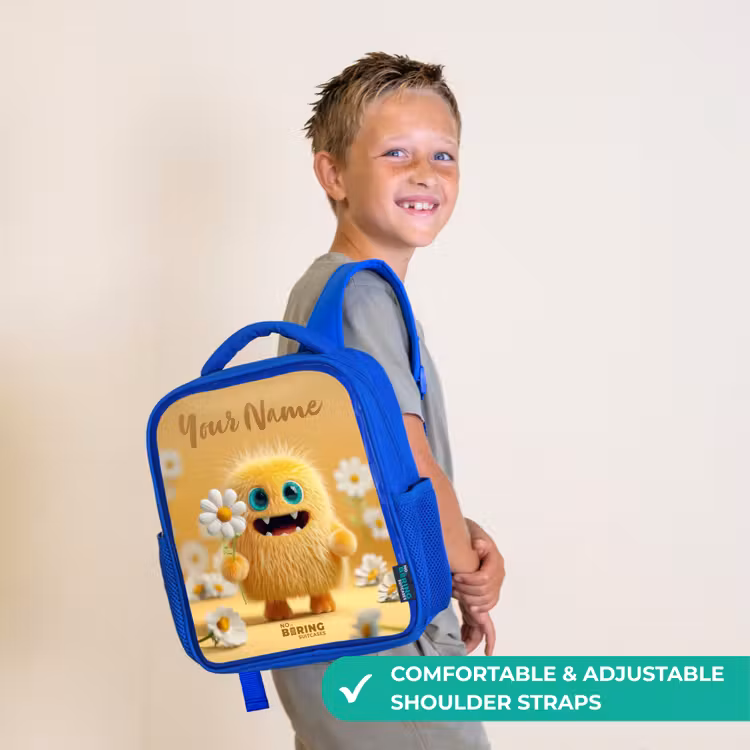 Kids backpack - Blue - Monster - Creature - Flower - Yellow — 4