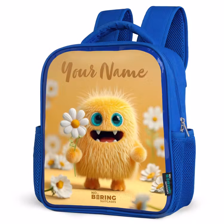 Kids backpack - Blue - Monster - Creature - Flower - Yellow — 7