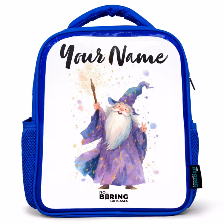 Kids backpack - Blue - Old magician with staff — 1